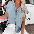 Tiffany | Denim Look Casual Blouse