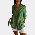 Women's Relaxed Long Sleeve Blouse – Lightweight Everyday Blouse