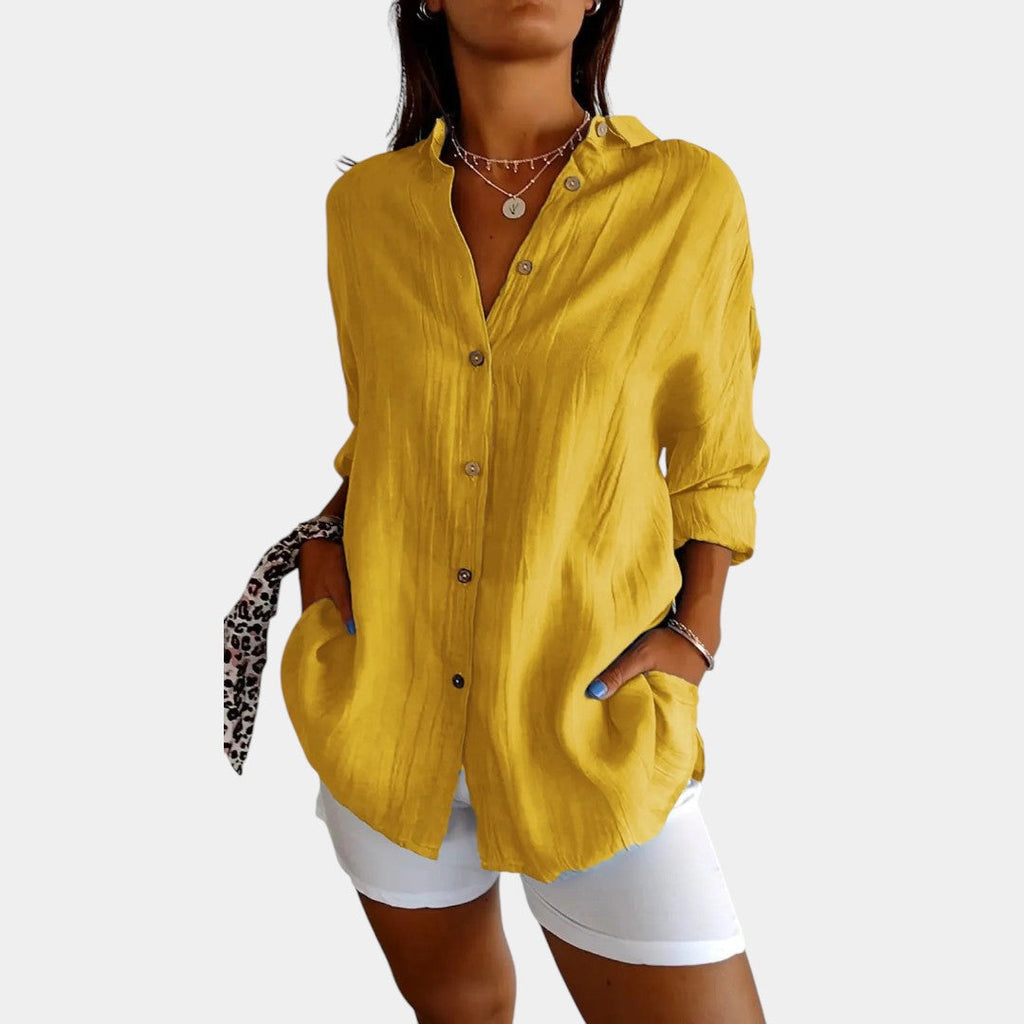 Women's Relaxed Long Sleeve Blouse – Lightweight Everyday Blouse