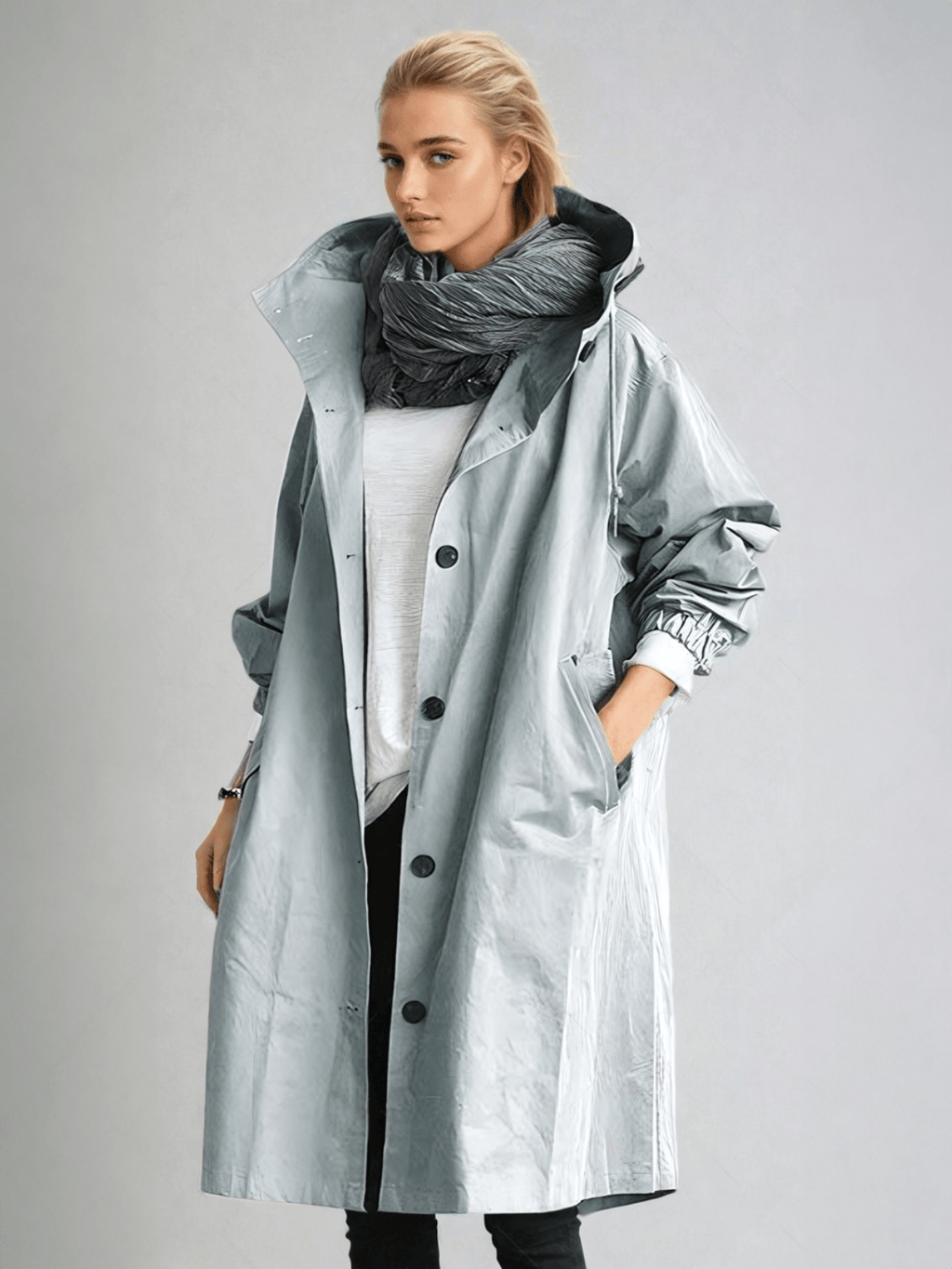 Women's Hooded Rain Trench Coat – Waterproof Long Coat