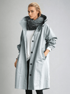 Women's Hooded Rain Trench Coat – Waterproof Long Coat