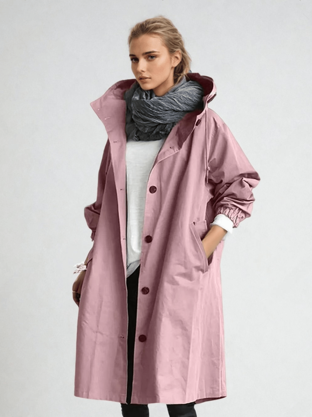 Women's Hooded Rain Trench Coat – Waterproof Long Coat