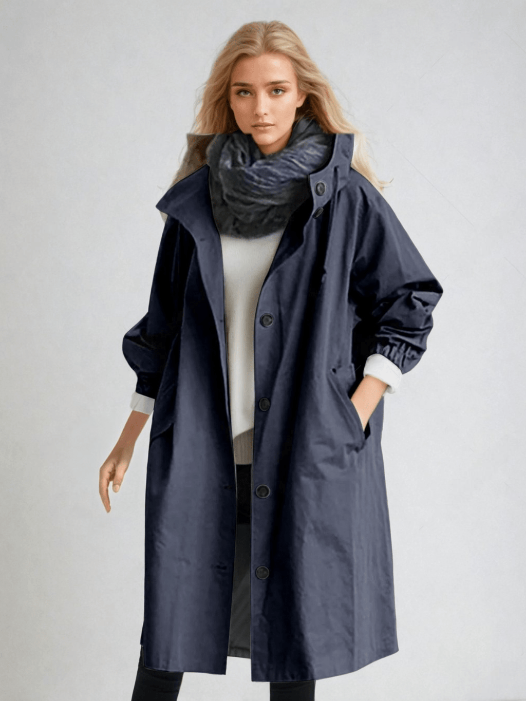 Women's Hooded Rain Trench Coat – Waterproof Long Coat