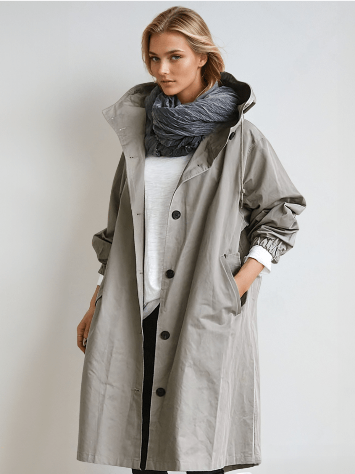 Women's Hooded Rain Trench Coat – Waterproof Long Coat
