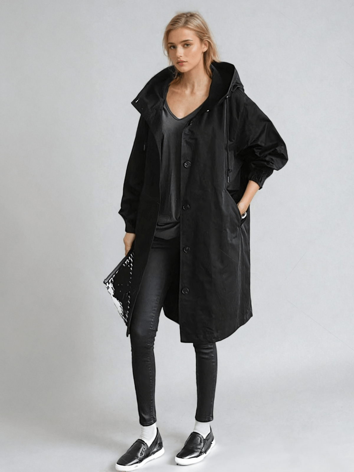 Women's Hooded Rain Trench Coat – Waterproof Long Coat