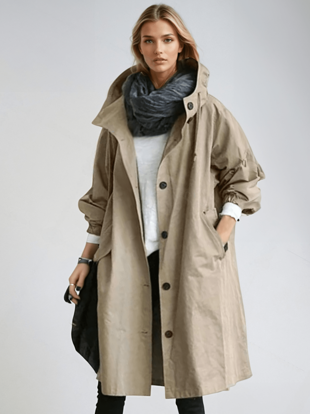 Women's Hooded Rain Trench Coat – Waterproof Long Coat