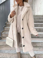 Women's Long Teddy Coat – Plush Relaxed Winter Overcoat