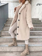 Women's Long Teddy Coat – Plush Relaxed Winter Overcoat