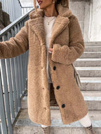 Women's Long Teddy Coat – Plush Relaxed Winter Overcoat