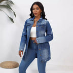 Women's Vintage Denim Jacket – Relaxed Fit Overshirt