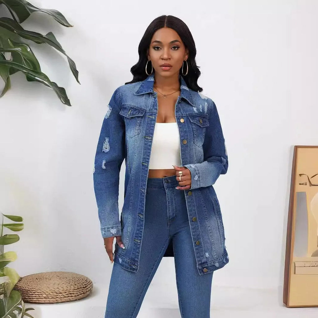 Women's Vintage Denim Jacket – Relaxed Fit Overshirt