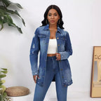 Women's Vintage Denim Jacket – Relaxed Fit Overshirt