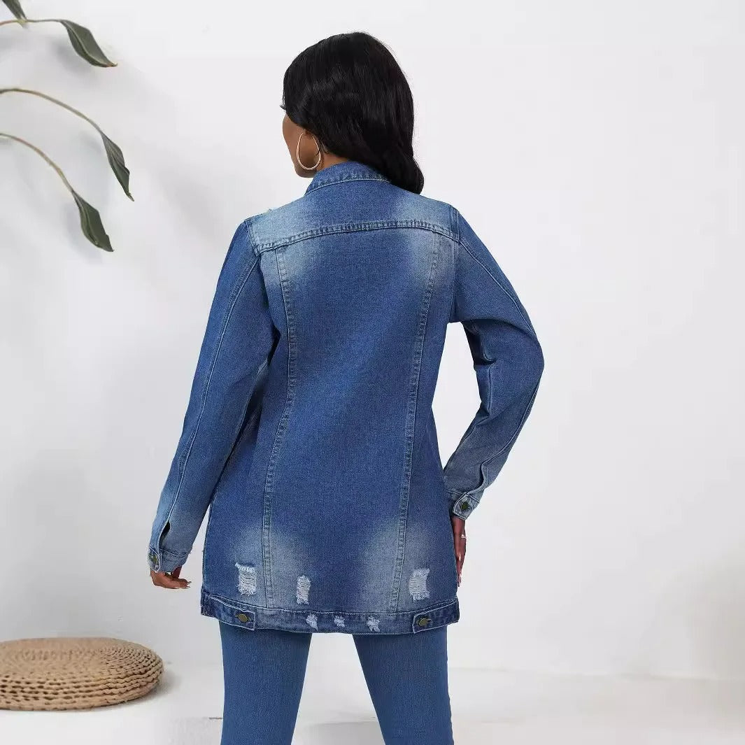 Women's Vintage Denim Jacket – Relaxed Fit Overshirt