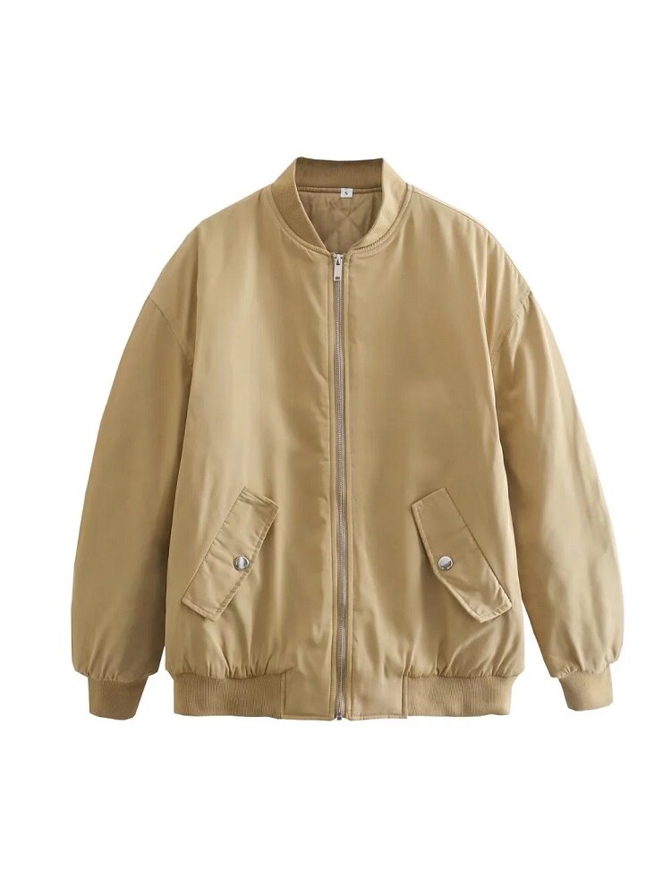 Women's Utility Bomber Jacket – Relaxed Zip-Up Jacket