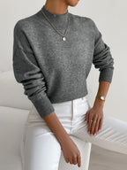Women's Long Sleeve Sweater – Relaxed Ribbed Pullover