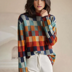 Women's Patterned Winter Sweater – Relaxed Long Sleeve Knit Pullover