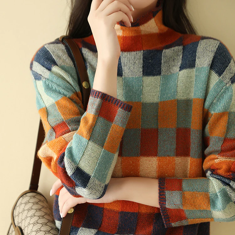 Women's Patterned Winter Sweater – Relaxed Long Sleeve Knit Pullover