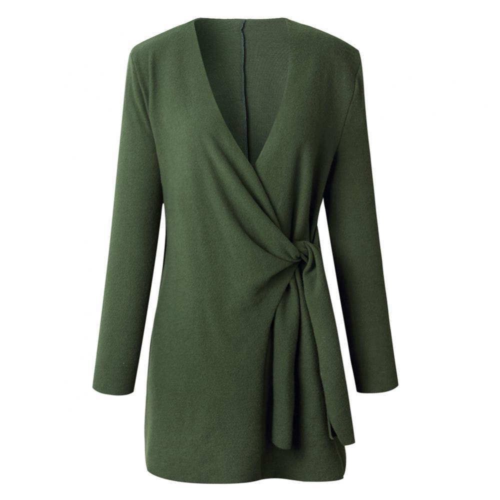 Women's Tie Waist Cardigan – V-Neck Long Sleeve Wrap Cardigan