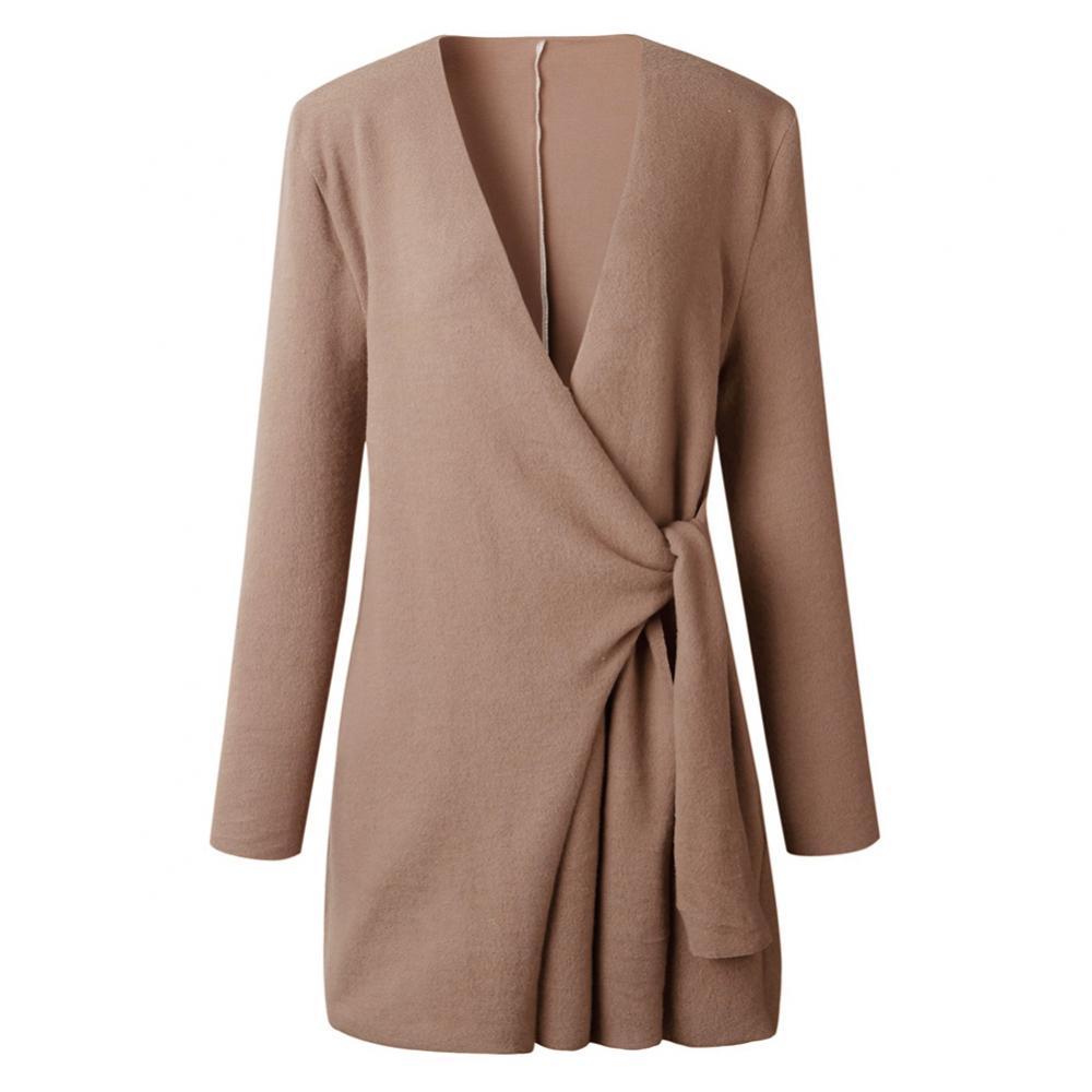 Women's Tie Waist Cardigan – V-Neck Long Sleeve Wrap Cardigan