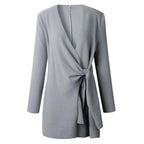 Women's Tie Waist Cardigan – V-Neck Long Sleeve Wrap Cardigan