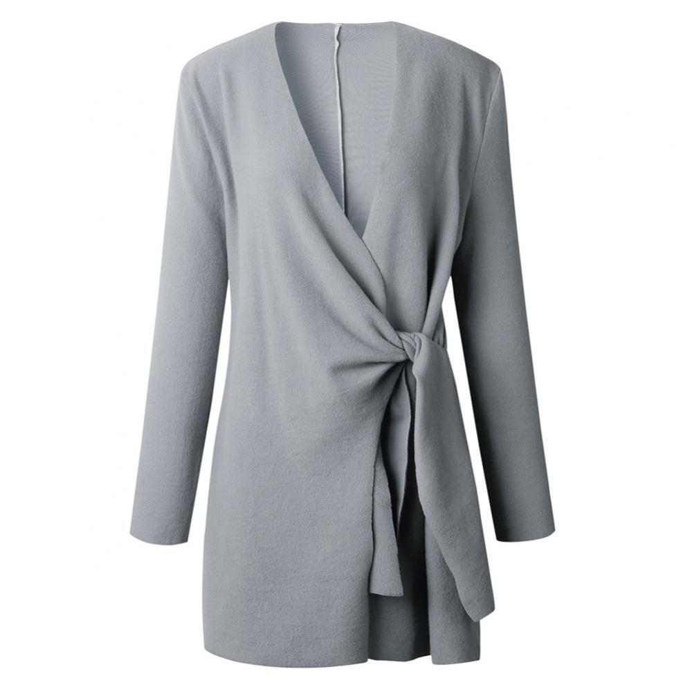 Women's Tie Waist Cardigan – V-Neck Long Sleeve Wrap Cardigan