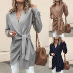 Women's Tie Waist Cardigan – V-Neck Long Sleeve Wrap Cardigan