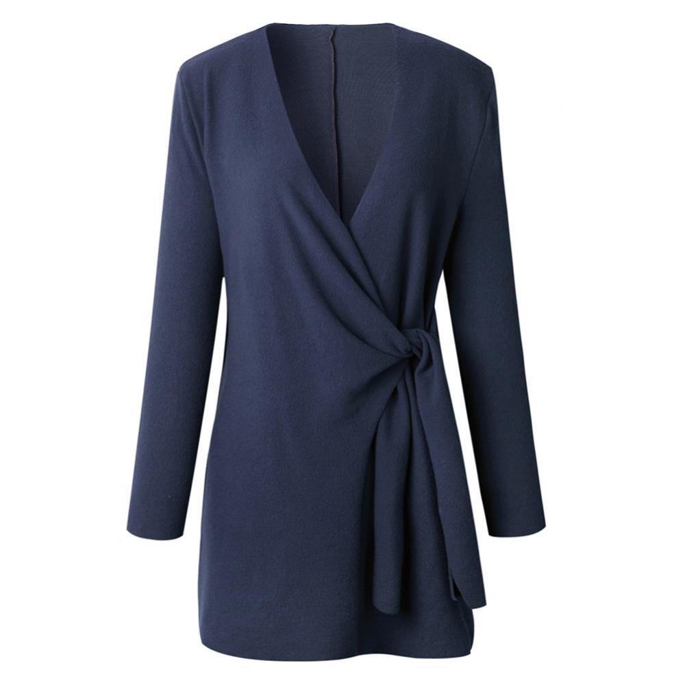 Women's Tie Waist Cardigan – V-Neck Long Sleeve Wrap Cardigan