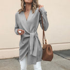 Women's Tie Waist Cardigan – V-Neck Long Sleeve Wrap Cardigan