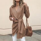 Women's Tie Waist Cardigan – V-Neck Long Sleeve Wrap Cardigan