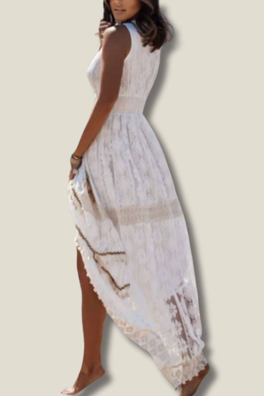 Women's Boho Tassel Maxi Dress – V-Neck Sleeveless Long Dress