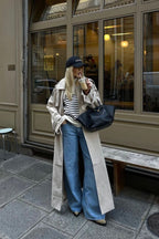 Women's Classic Trench Coat – Tailored Mid-Length Button Coat