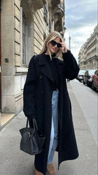 Women's Classic Trench Coat – Tailored Mid-Length Button Coat