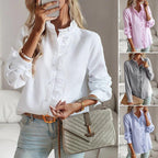 Women's Textured Ruffle Blouse – Feminine Long Sleeve Blouse