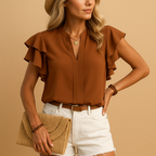 Women's Tailored Sleeveless Blouse – Professional Office Blouse