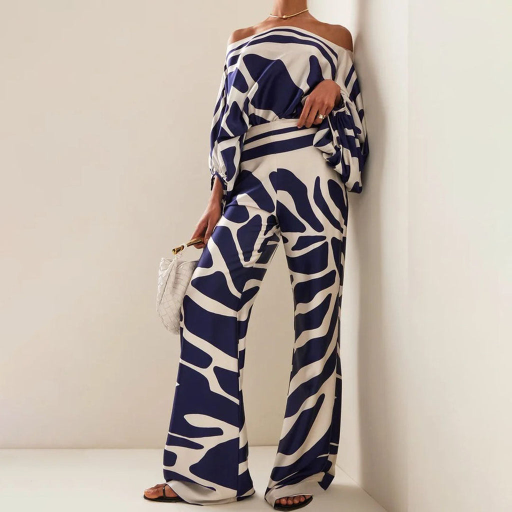 Women's Tailored Pants Set – Draped Top Elegant Two-Piece Set