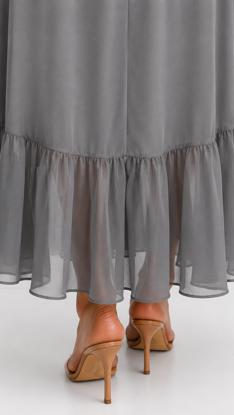 Women's Chiffon Wrap Dress – V-Neck Tie Waist Flowy Occasion Dress