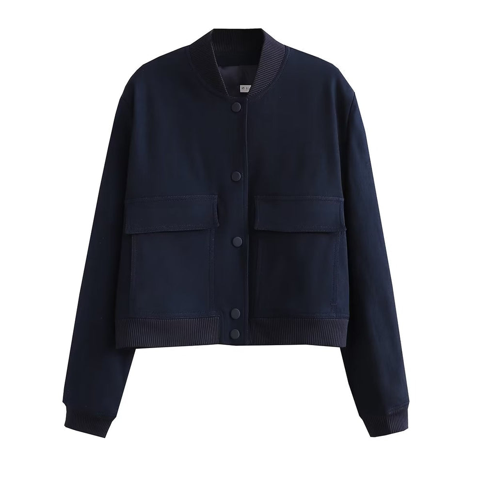 Women's Velvet Look Bomber Jacket – Plush Zip-Up Evening Jacket