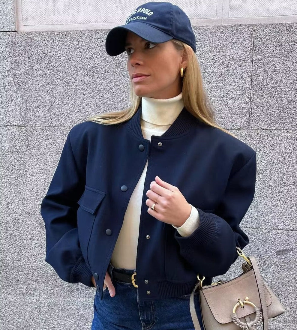 Women's Velvet Look Bomber Jacket – Plush Zip-Up Evening Jacket