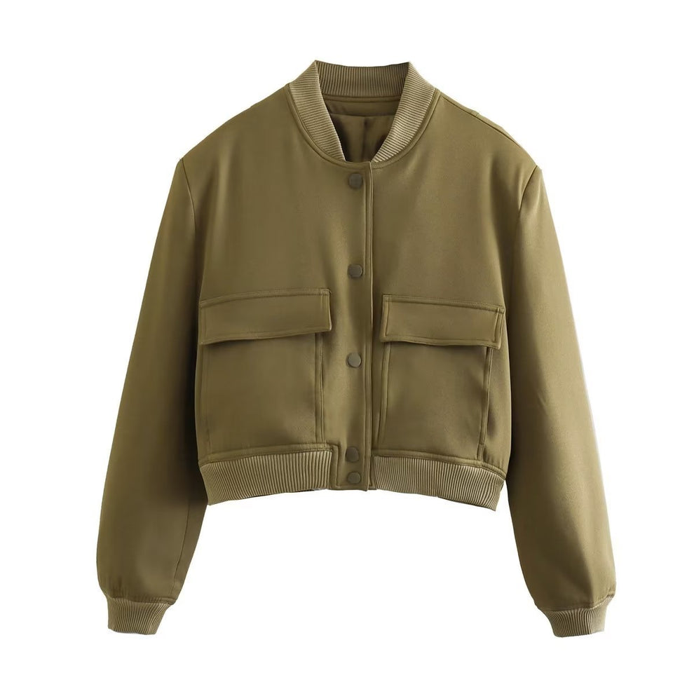 Women's Velvet Look Bomber Jacket – Plush Zip-Up Evening Jacket