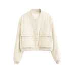 Women's Velvet Look Bomber Jacket – Plush Zip-Up Evening Jacket