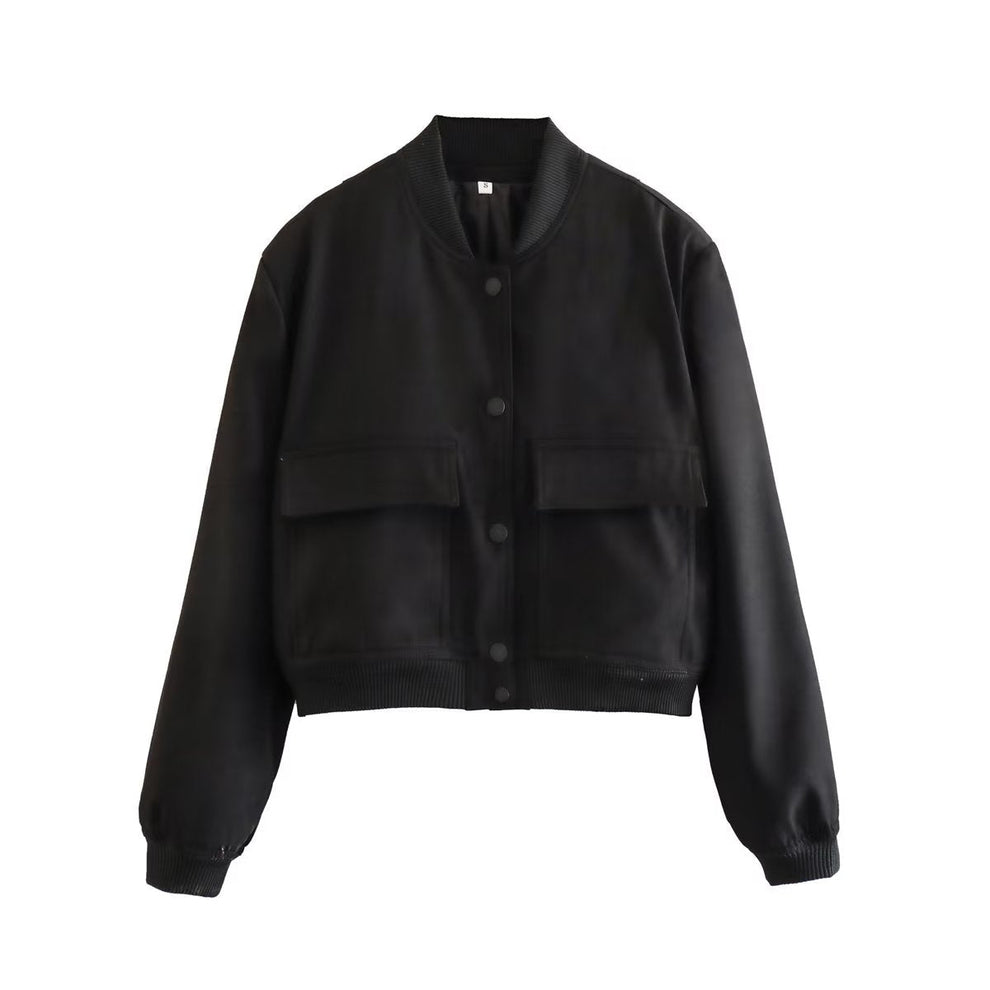 Women's Velvet Look Bomber Jacket – Plush Zip-Up Evening Jacket