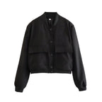 Women's Velvet Look Bomber Jacket – Plush Zip-Up Evening Jacket