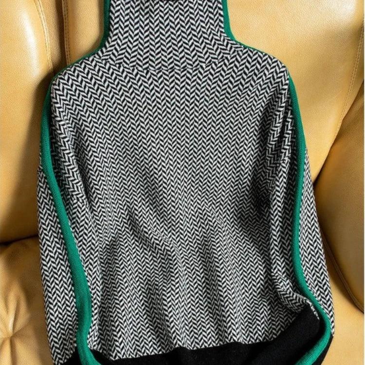 Women's Striped Knit Sweater – Relaxed Long Sleeve Pattern Pullover