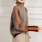Women's Striped Knit Sweater – Relaxed Long Sleeve Pattern Pullover