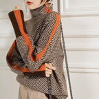 Women's Striped Knit Sweater – Relaxed Long Sleeve Pattern Pullover