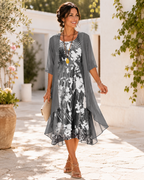Women's Layered Floral Dress – Flowy Wedding Guest Occasion Dress