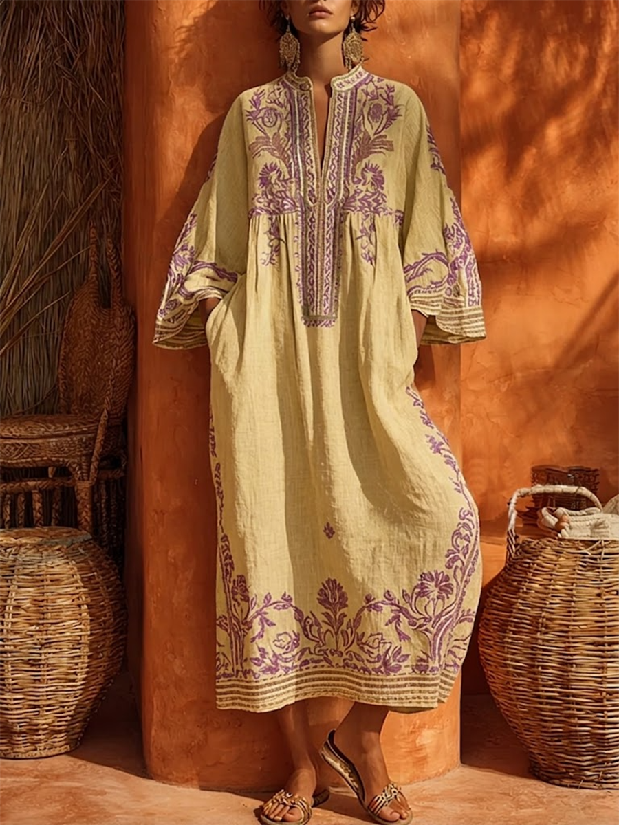 Women's Floral Embroidered Dress – Flowy Feminine Occasion Dress