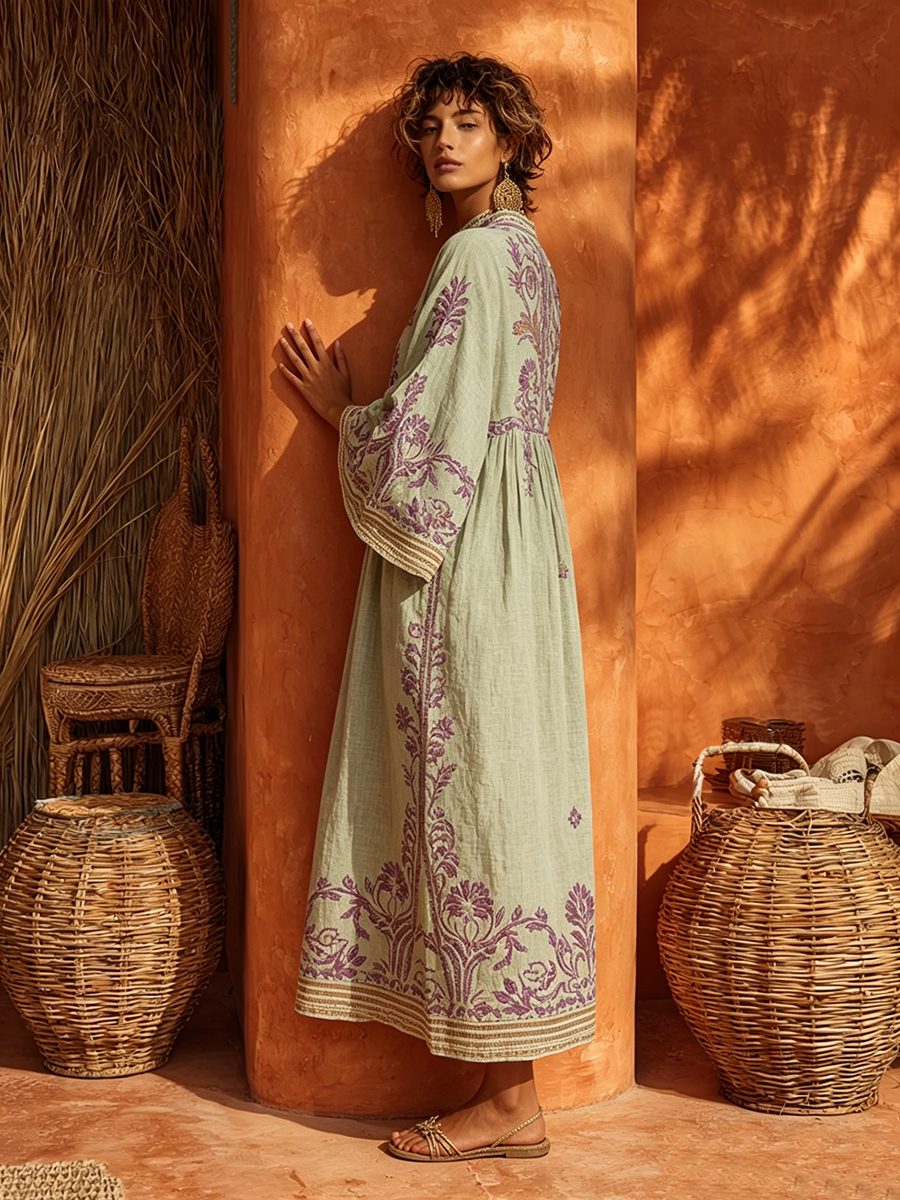 Women's Floral Embroidered Dress – Flowy Feminine Occasion Dress
