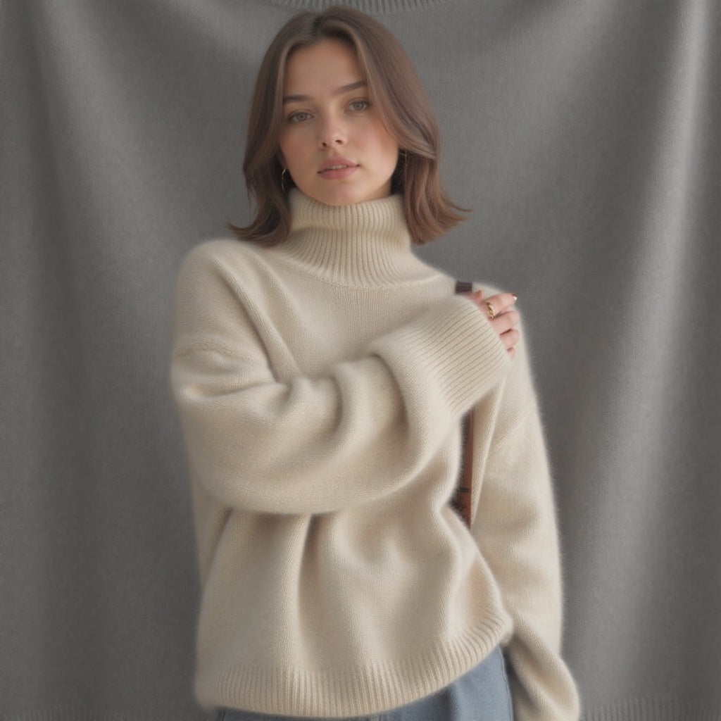 Women's Oversized Turtleneck Sweater – Winter Knit Sweater – Sydney