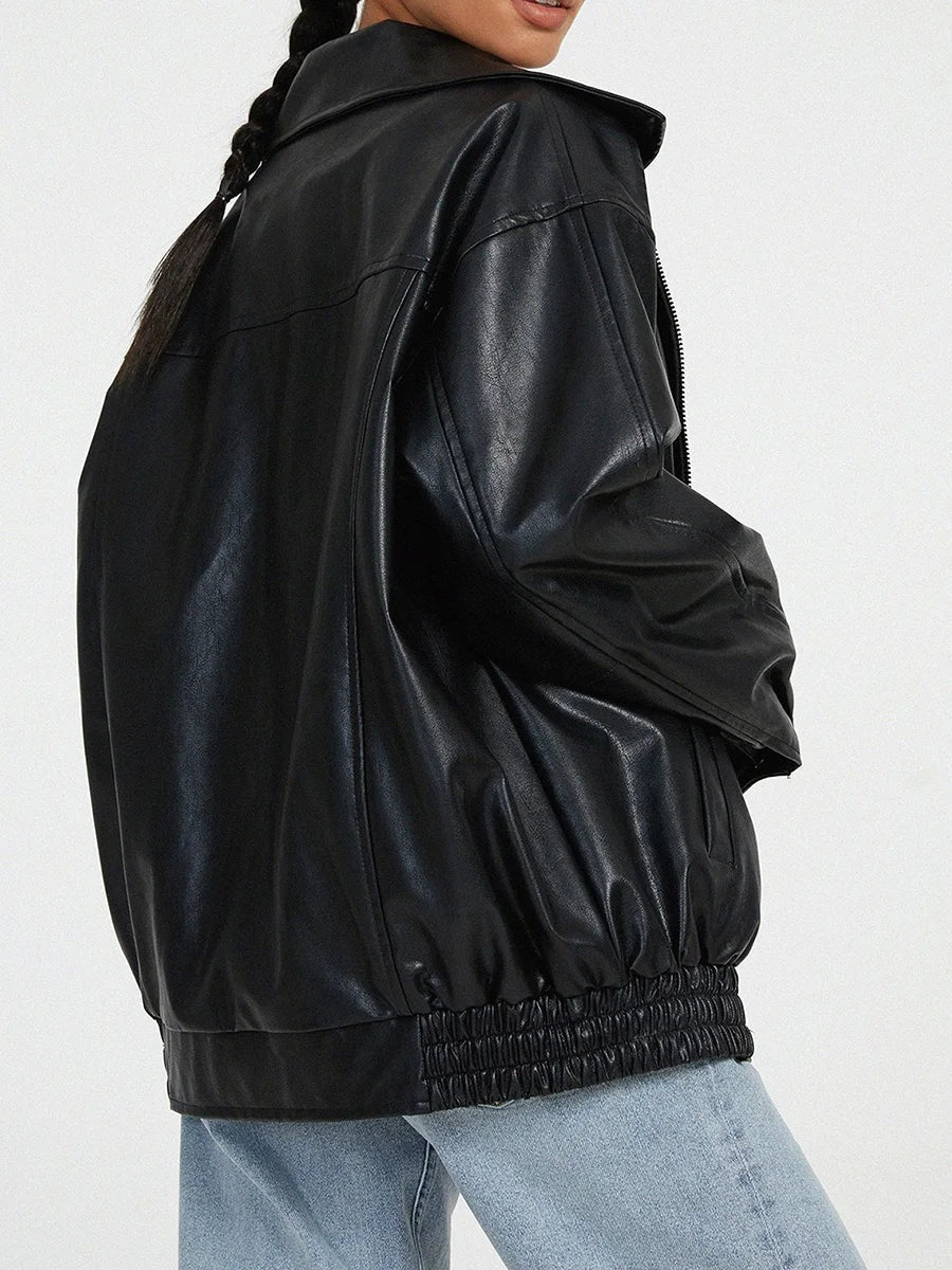 Women's Wide Collar Jacket – Oversized Zip-Up Winter Jacket
